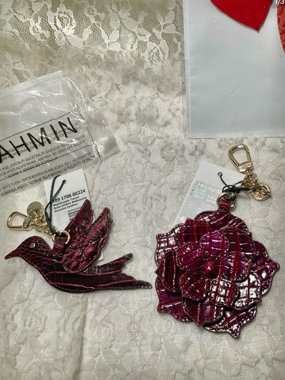 NWT Brahmin RARE ROSE OMBRE NIGHTINGALE & RUBY MAGNOLIA JEY FOB TASSEL